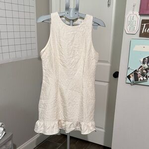 TCEC Cream Sleeveless Dress with Ruffle Hem